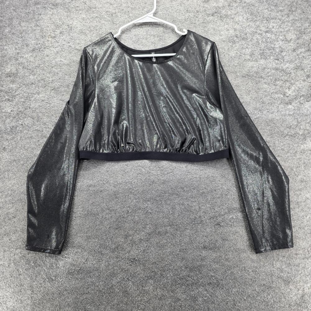 Torrid Curve Crop Top Womens 3XL Metallic Shimmer Long Sleeve Party Pullover